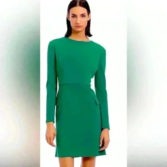 Donna Morgan Women’s Long Sleeve Sheath Dress with Flap Pockets at Side Hips - Picture 5 of 15